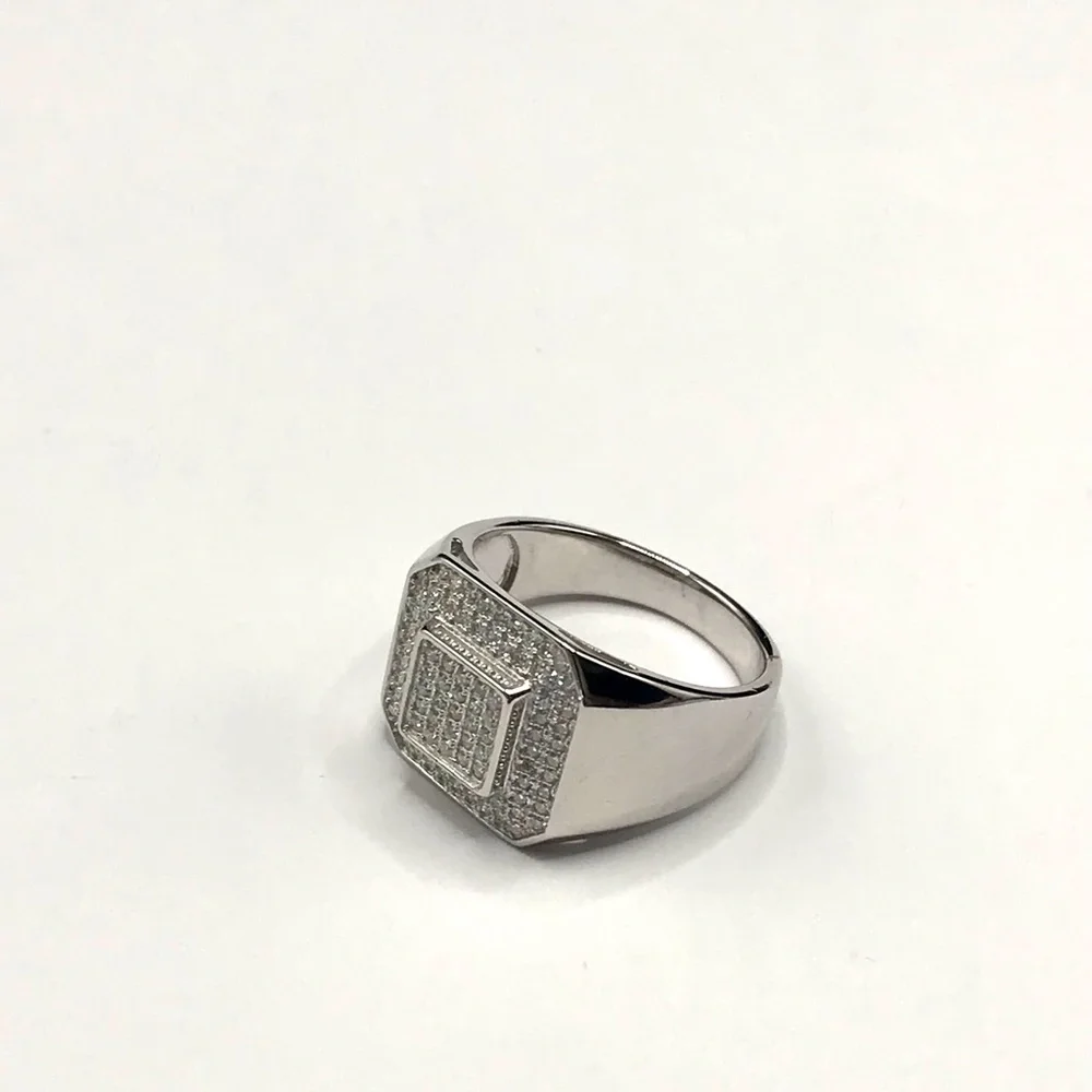 925 Sterling Silver Pavé Square Men’s Ring 1.50CT MOISSANITE Size 9